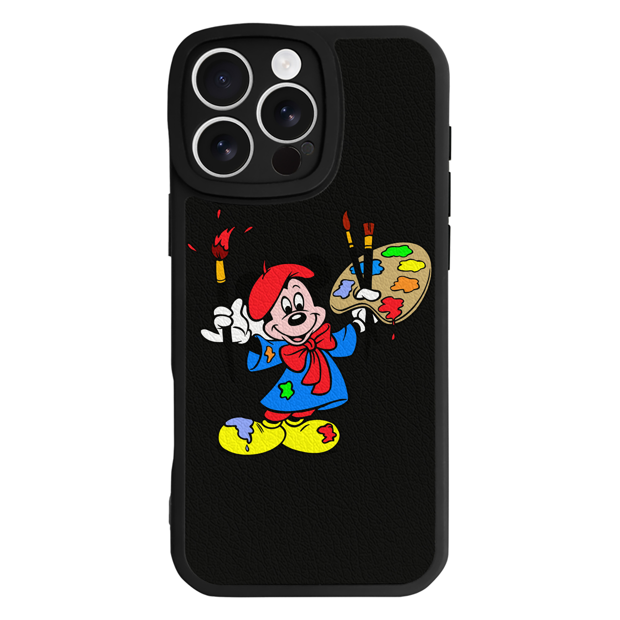 （画像用） ミッキーマウス Mickey Mouse 【iPhone 16シリーズ対応】シリコンスマホケース（レザー調） 材質：シリコン